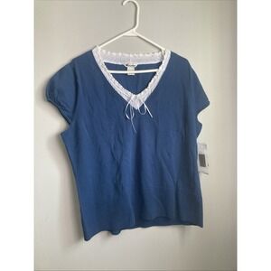 Nygard Collections Women's Lace collar Blouse Y2K Style Prepped Size XL NEW